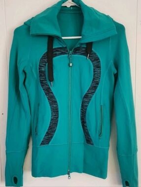 Lululemon Women's Hooded Zippered Jacket Teal Green Size 2